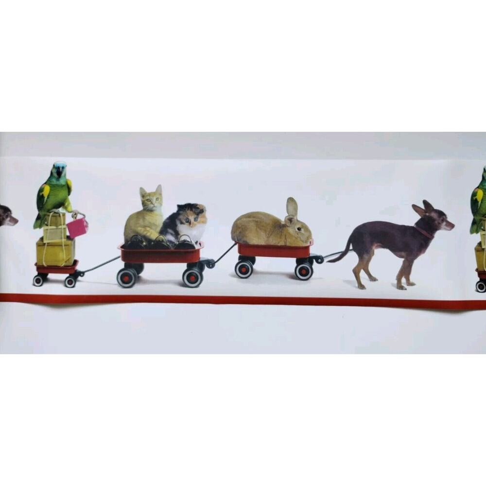 Taylor Wallcovering Pre-pasted Decorative Wall Border - Animal Train - 5 yds